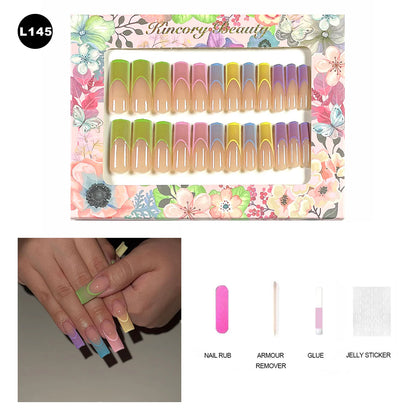 【BUY 3 Get 1 More Free】【 L101 - L150】 Machine Press on Nails 24Pcs False Nails