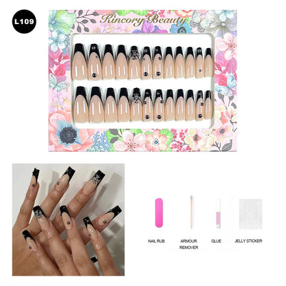 【BUY 3 Get 1 More Free】【 L101 - L150】 Machine Press on Nails 24Pcs False Nails