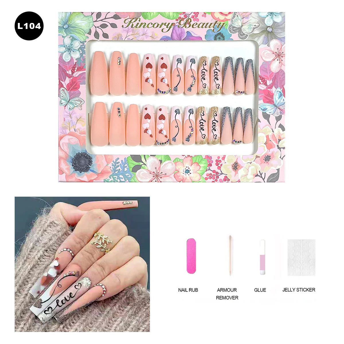 【BUY 3 Get 1 More Free】【 L101 - L150】 Machine Press on Nails 24Pcs False Nails