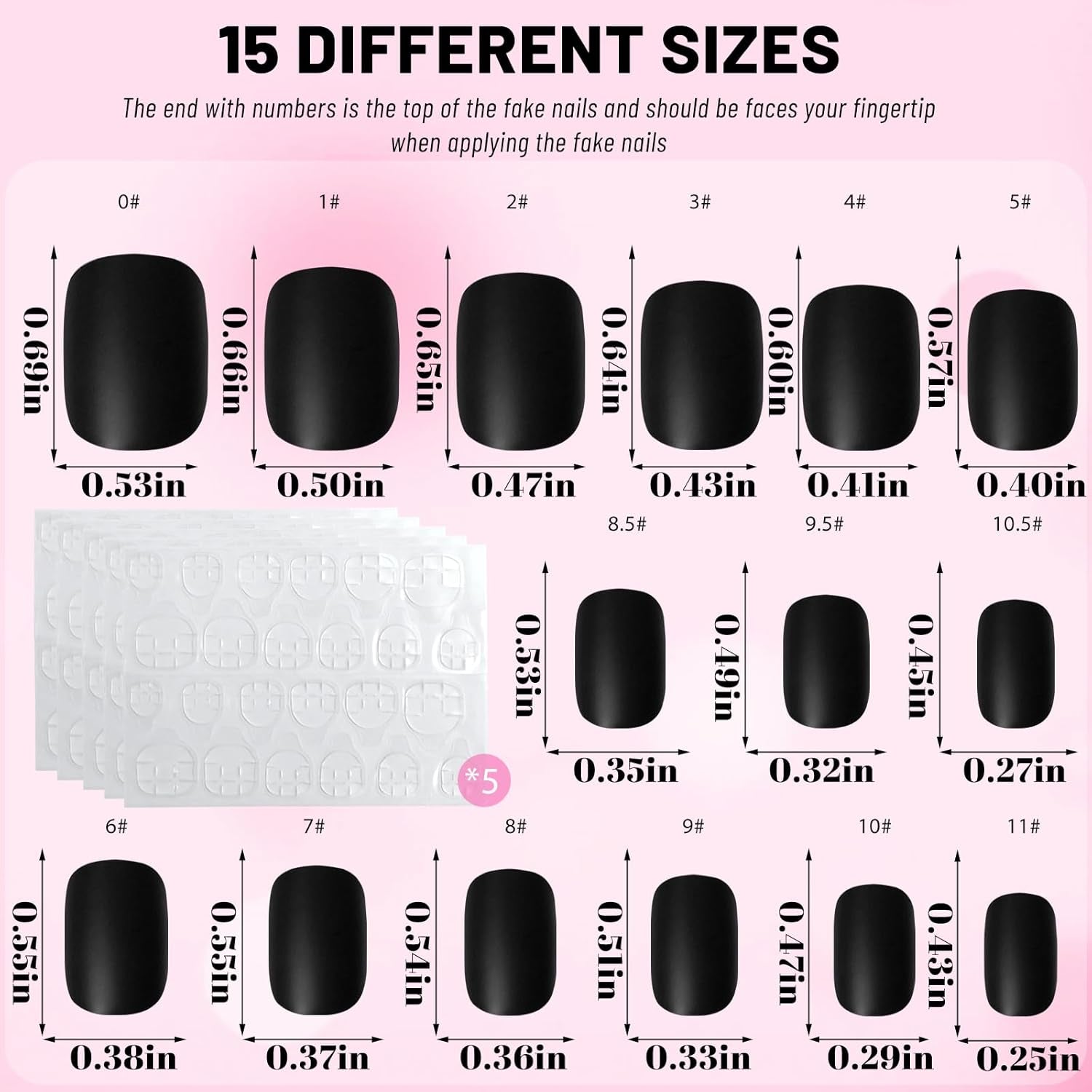 360Pc Squoval Press on Nails Short Fake Nails with Glue Tabs, Short Press on Nails round Square Glue on Nails Black Acrylic Nails Press Ons False Nails Women Girls Kids Artificial Nails