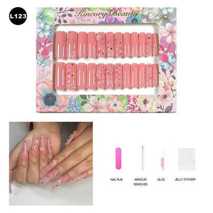 【BUY 3 Get 1 More Free】【 L101 - L150】 Machine Press on Nails 24Pcs False Nails