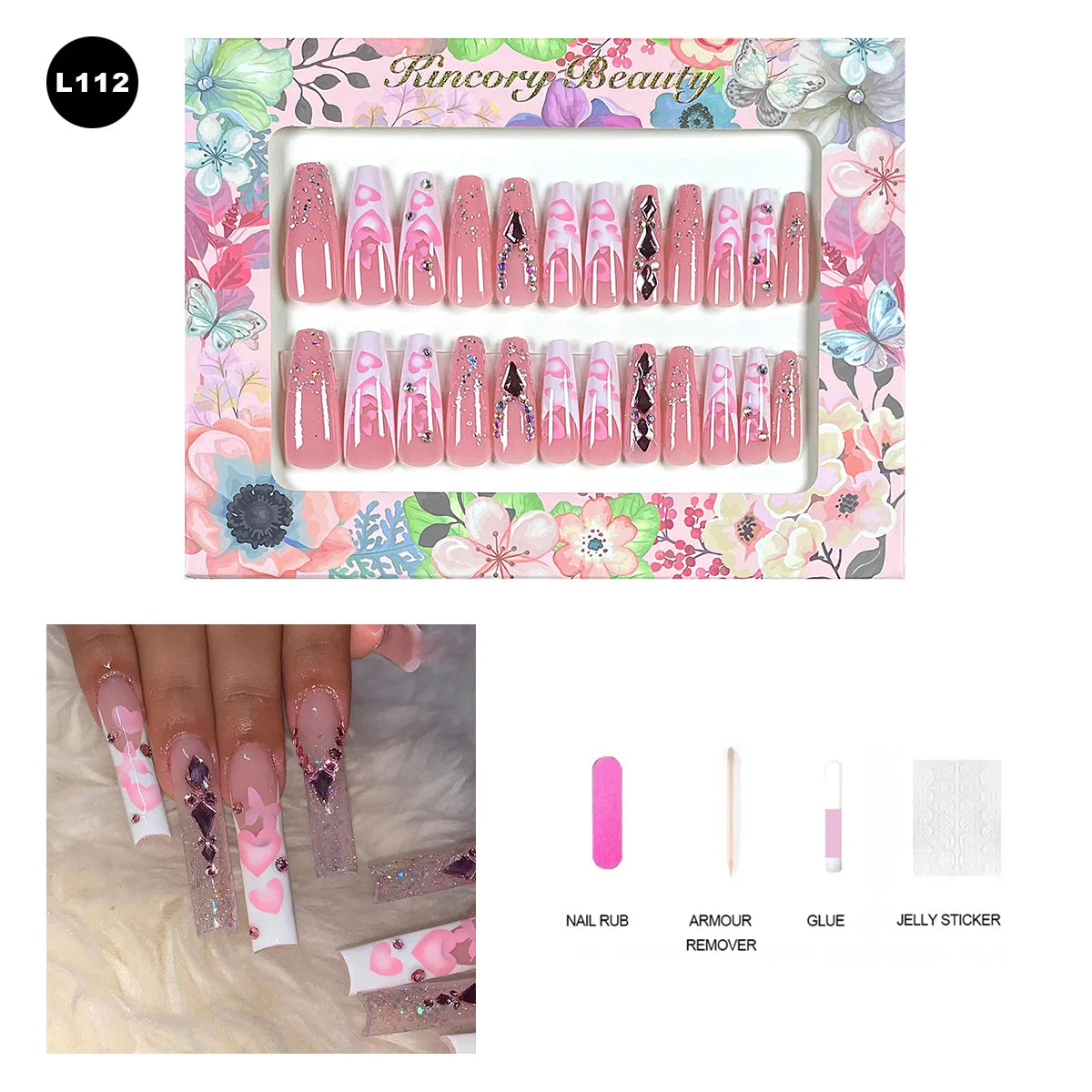 【BUY 3 Get 1 More Free】【 L101 - L150】 Machine Press on Nails 24Pcs False Nails