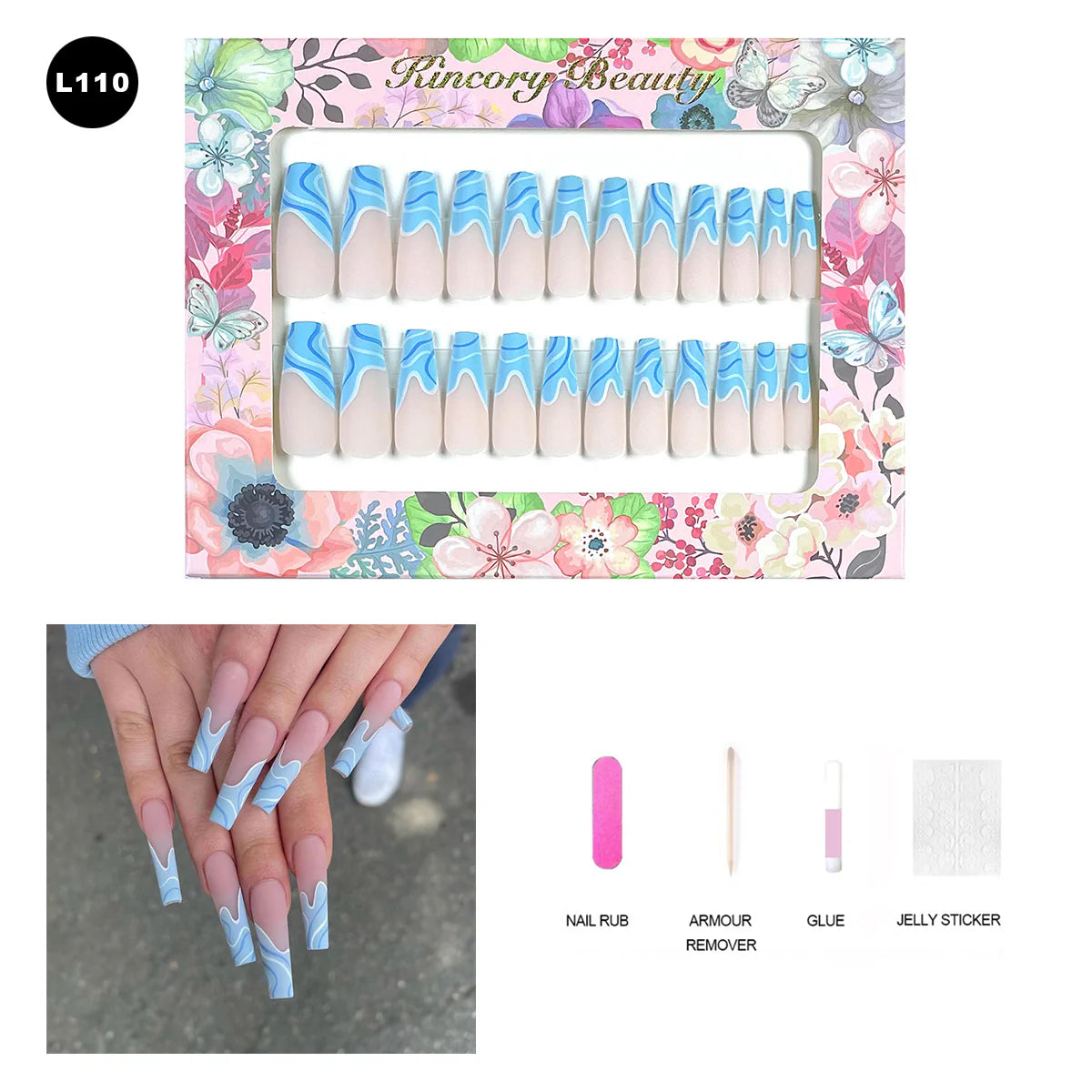 【BUY 3 Get 1 More Free】【 L101 - L150】 Machine Press on Nails 24Pcs False Nails