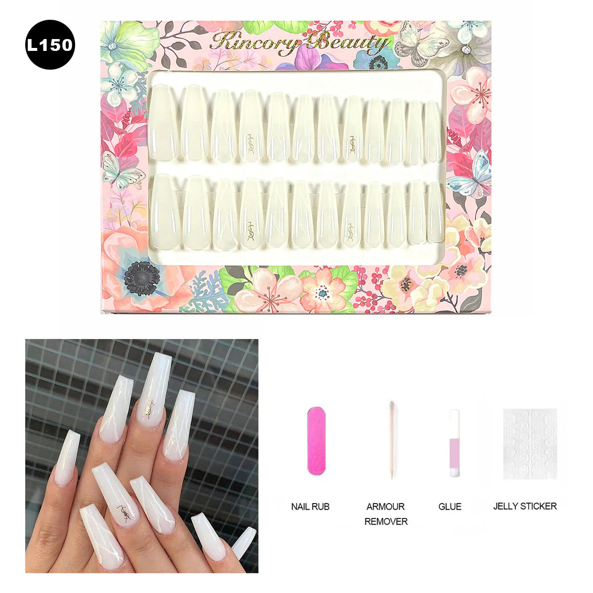 【BUY 3 Get 1 More Free】【 L101 - L150】 Machine Press on Nails 24Pcs False Nails