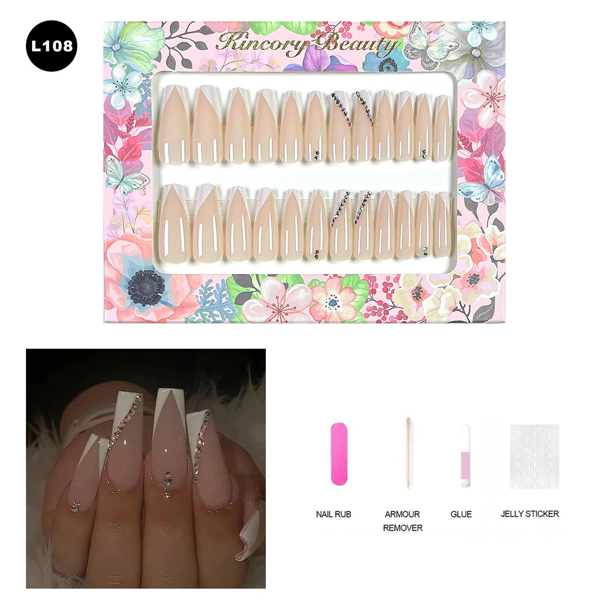 【BUY 3 Get 1 More Free】【 L101 - L150】 Machine Press on Nails 24Pcs False Nails