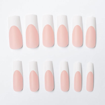 120Pcs White French Tip Press on Nails Long Square Fake Nails Nude False Nails Sqaure French Press Ons Square Nail Acrylic Artificial Nail with Adhesive Tab for Women