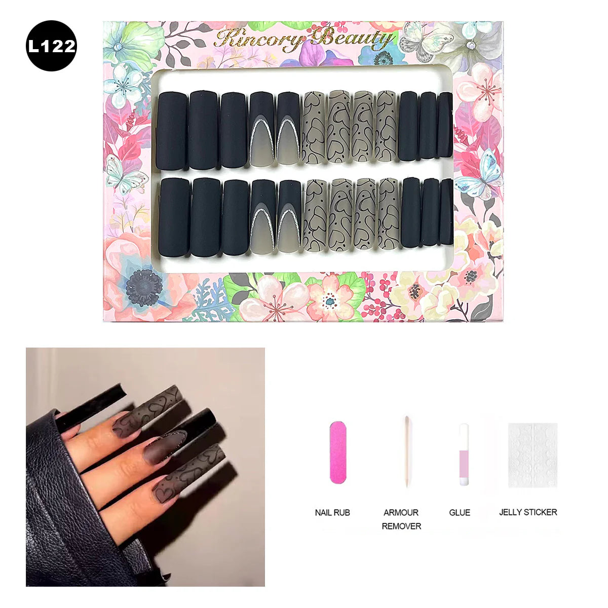 【BUY 3 Get 1 More Free】【 L101 - L150】 Machine Press on Nails 24Pcs False Nails