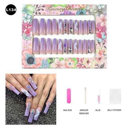 【BUY 3 Get 1 More Free】【 L101 - L150】 Machine Press on Nails 24Pcs False Nails