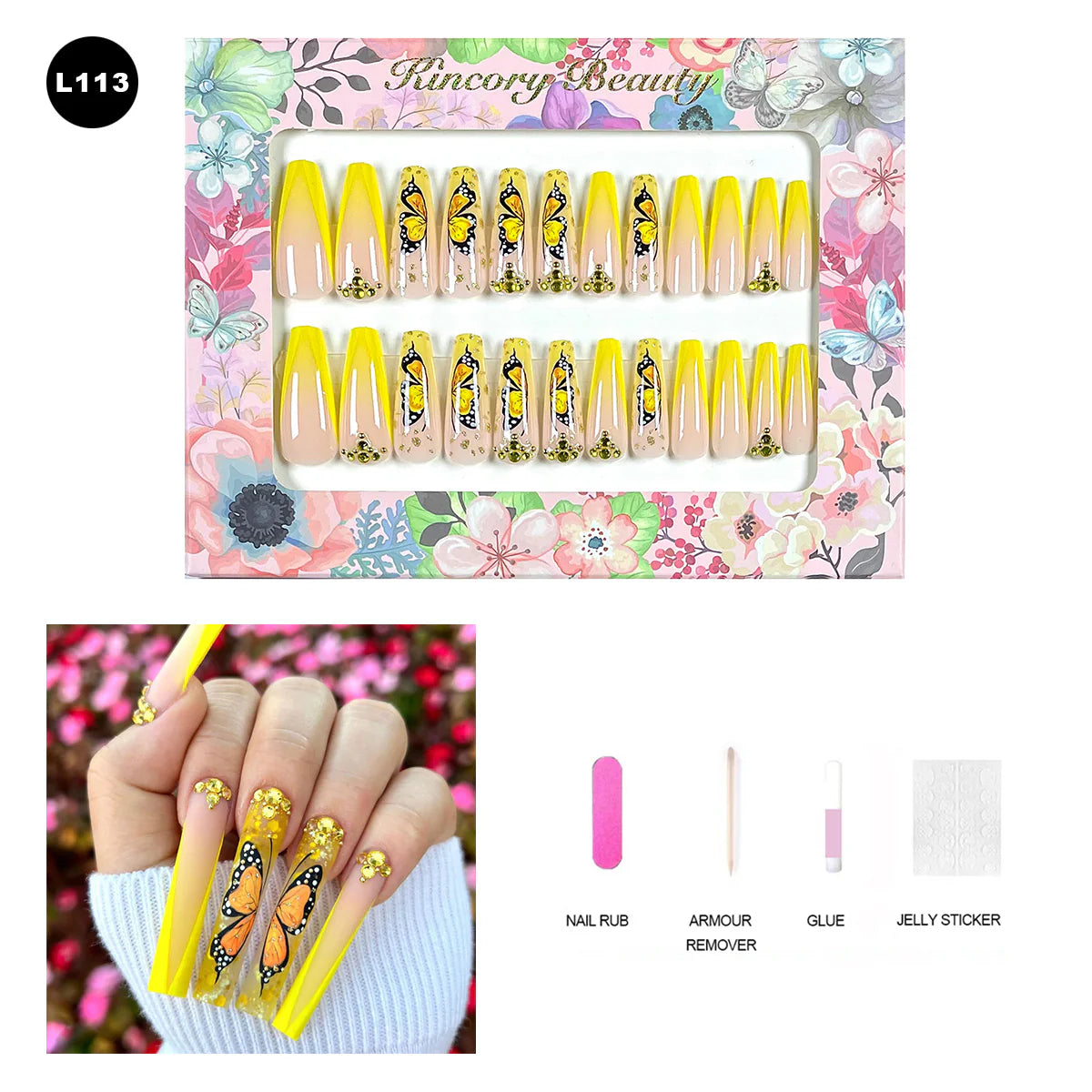 【BUY 3 Get 1 More Free】【 L101 - L150】 Machine Press on Nails 24Pcs False Nails