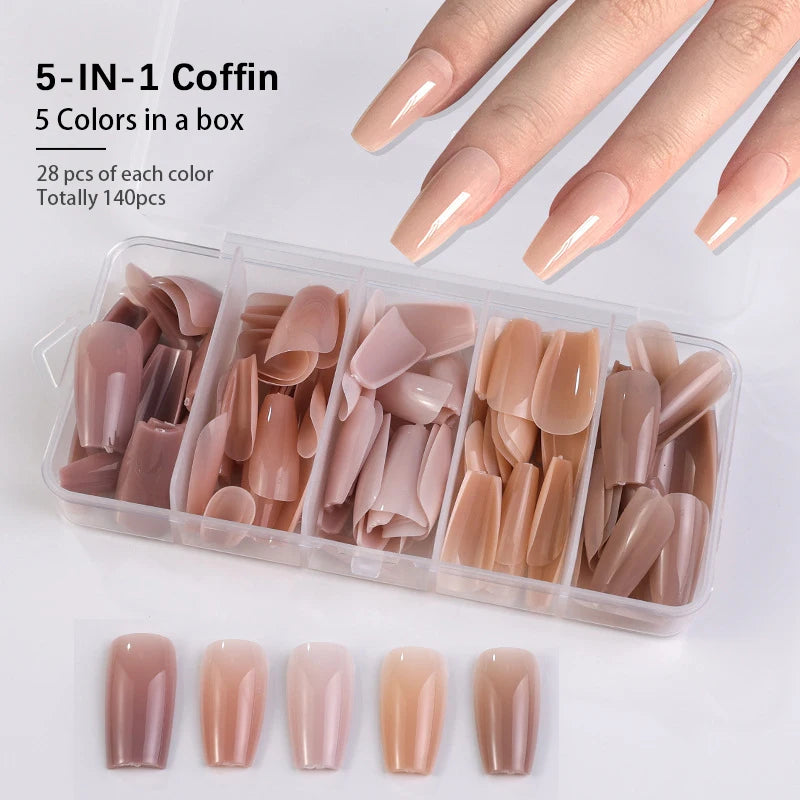 96pcs/box Pink Purple Fake Nails Acrylic Full Cover Nail Tips Ballet Wear Nail Press on Nails Mix Color DIY Manicure Tools