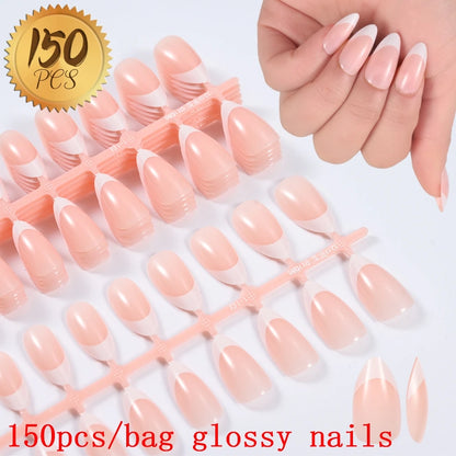 120pcs French White Pink Fake Nail Short Square Ballet Simple False Nails Press On Wearable Full Cover Acrylic Reusable Nail Tip