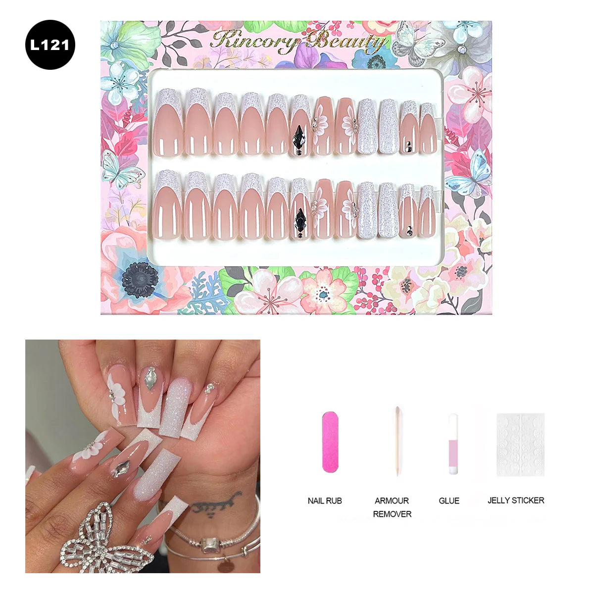 【BUY 3 Get 1 More Free】【 L101 - L150】 Machine Press on Nails 24Pcs False Nails