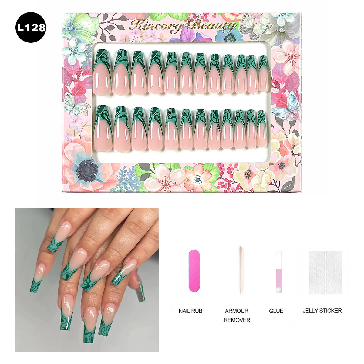 【BUY 3 Get 1 More Free】【 L101 - L150】 Machine Press on Nails 24Pcs False Nails