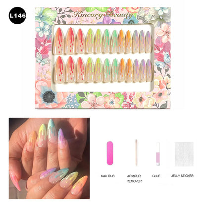 【BUY 3 Get 1 More Free】【 L101 - L150】 Machine Press on Nails 24Pcs False Nails