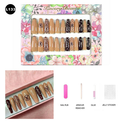 【BUY 3 Get 1 More Free】【 L101 - L150】 Machine Press on Nails 24Pcs False Nails