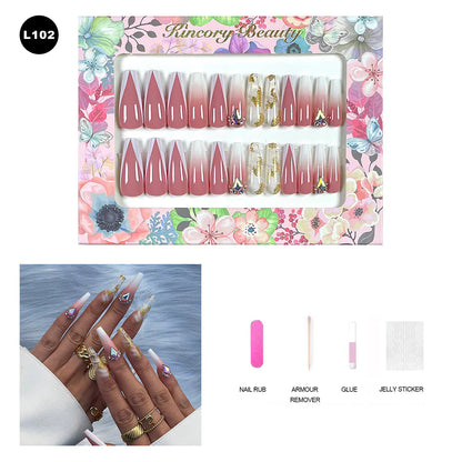 【BUY 3 Get 1 More Free】【 L101 - L150】 Machine Press on Nails 24Pcs False Nails