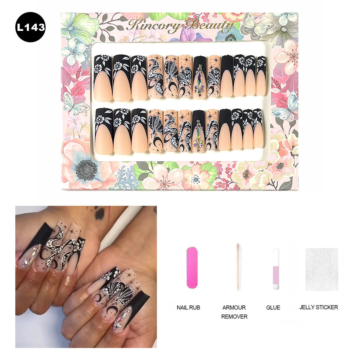 【BUY 3 Get 1 More Free】【 L101 - L150】 Machine Press on Nails 24Pcs False Nails