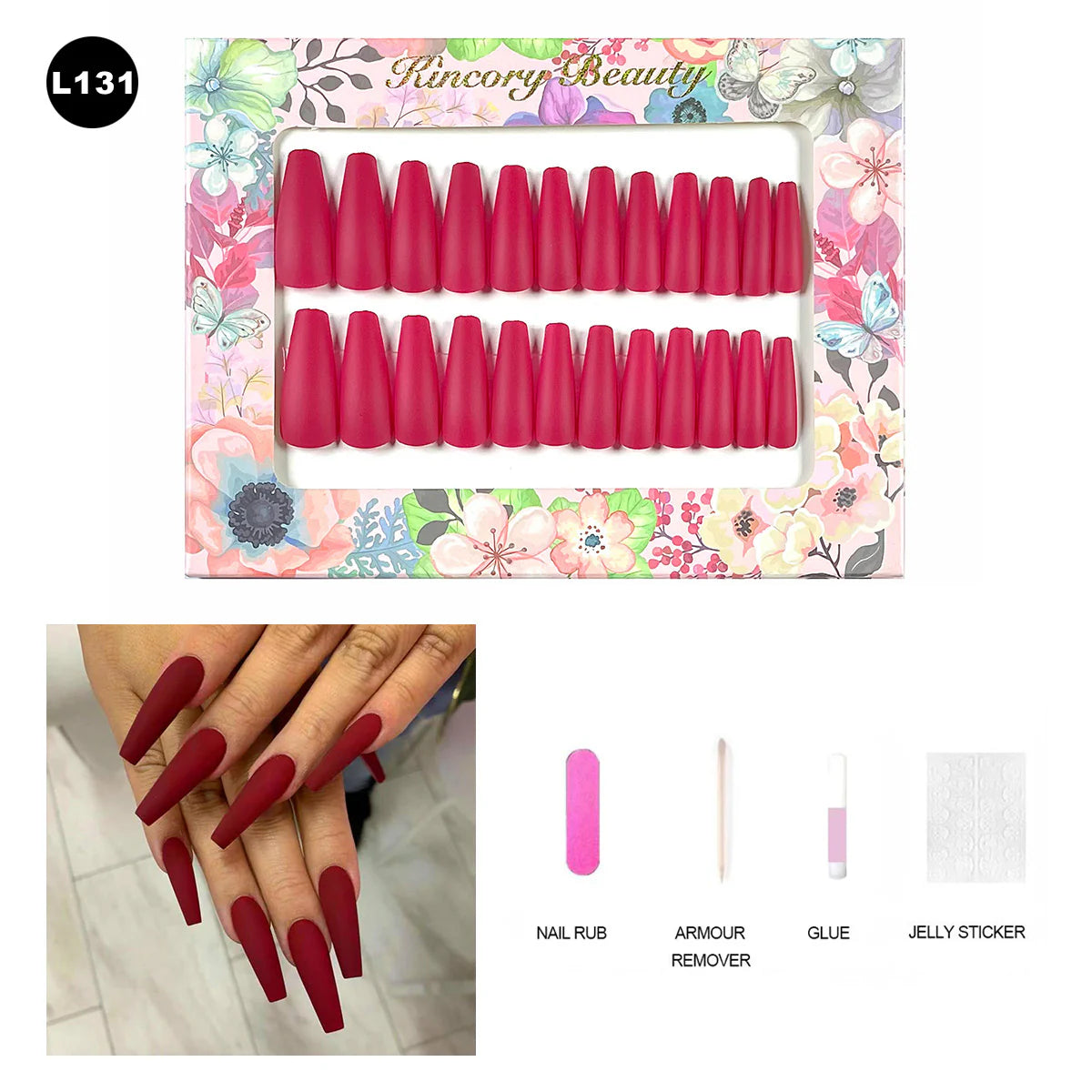 【BUY 3 Get 1 More Free】【 L101 - L150】 Machine Press on Nails 24Pcs False Nails