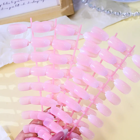 120pcs French White Pink Fake Nail Short Square Ballet Simple False Nails Press On Wearable Full Cover Acrylic Reusable Nail Tip