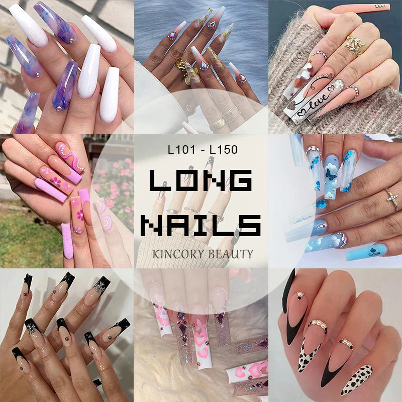 【BUY 3 Get 1 More Free】【 L101 - L150】 Machine Press on Nails 24Pcs False Nails