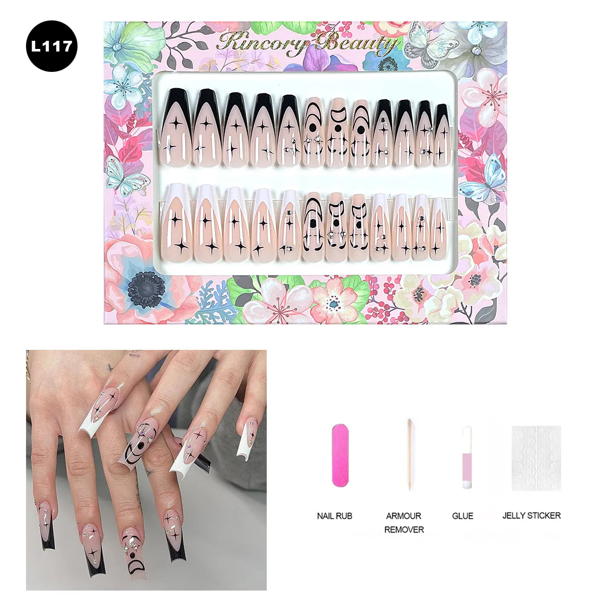 【BUY 3 Get 1 More Free】【 L101 - L150】 Machine Press on Nails 24Pcs False Nails