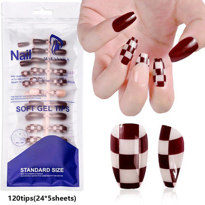 120pcs French White Pink Fake Nail Short Square Ballet Simple False Nails Press On Wearable Full Cover Acrylic Reusable Nail Tip