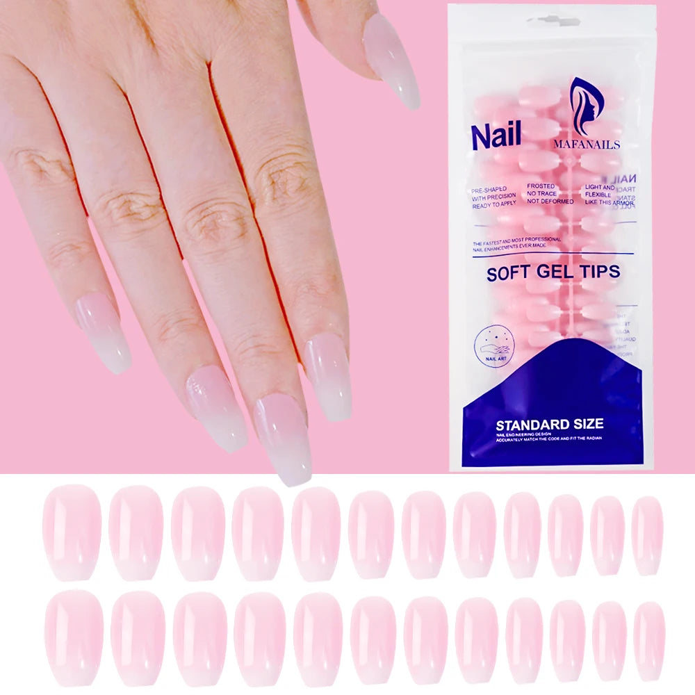 120pcs French White Pink Fake Nail Short Square Ballet Simple False Nails Press On Wearable Full Cover Acrylic Reusable Nail Tip