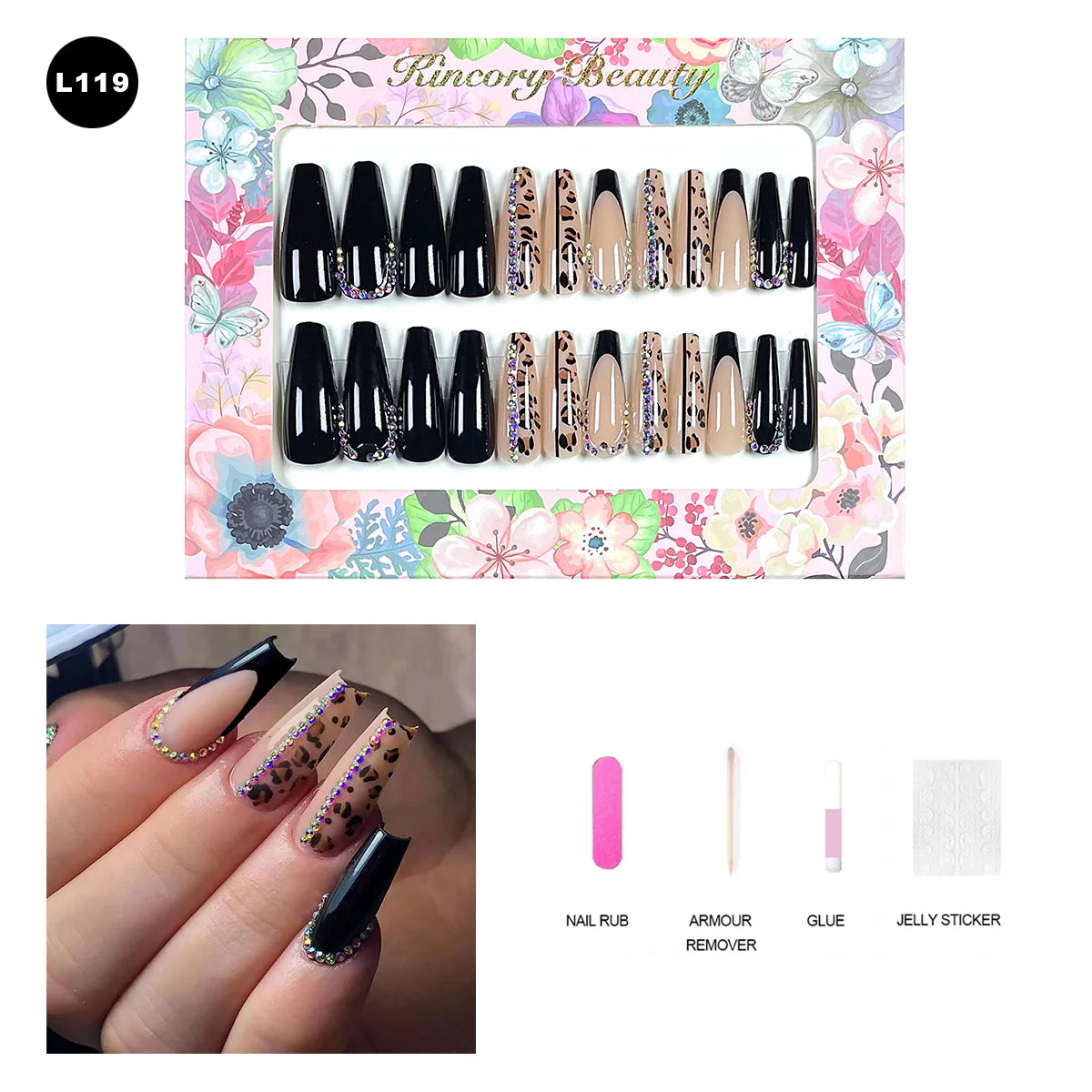 【BUY 3 Get 1 More Free】【 L101 - L150】 Machine Press on Nails 24Pcs False Nails