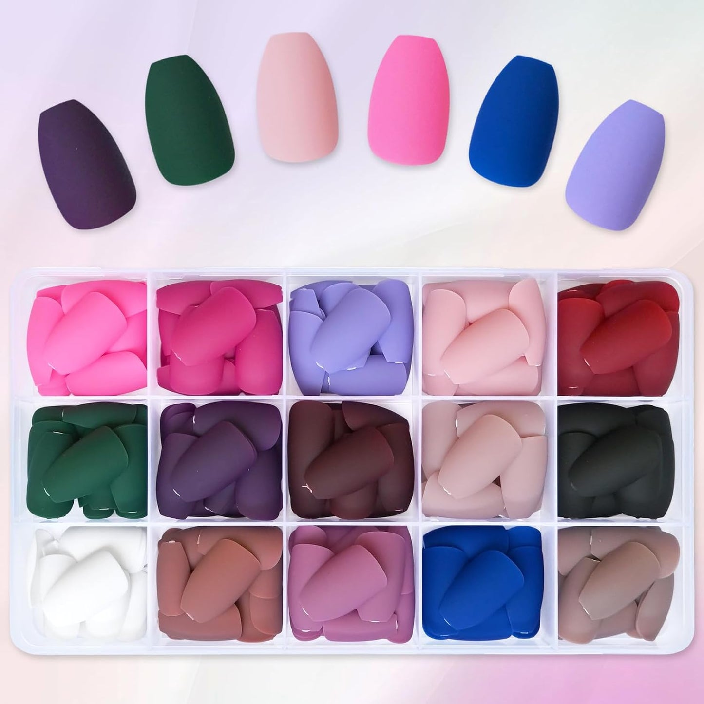 360Pc Matte Coffin Press on Nails Short Fake Nails Coffin Acrylic Nails Press Ons Nail Ballerina Artificial Fingernails Short Coffin False Nails Matte Presson Nails for Women Kids Girls