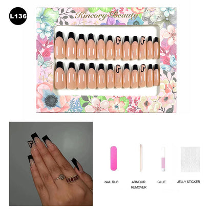 【BUY 3 Get 1 More Free】【 L101 - L150】 Machine Press on Nails 24Pcs False Nails