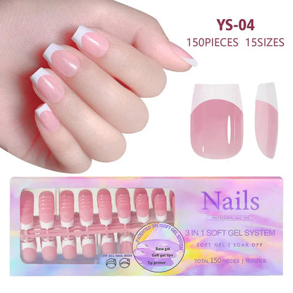 96pcs/box Pink Purple Fake Nails Acrylic Full Cover Nail Tips Ballet Wear Nail Press on Nails Mix Color DIY Manicure Tools