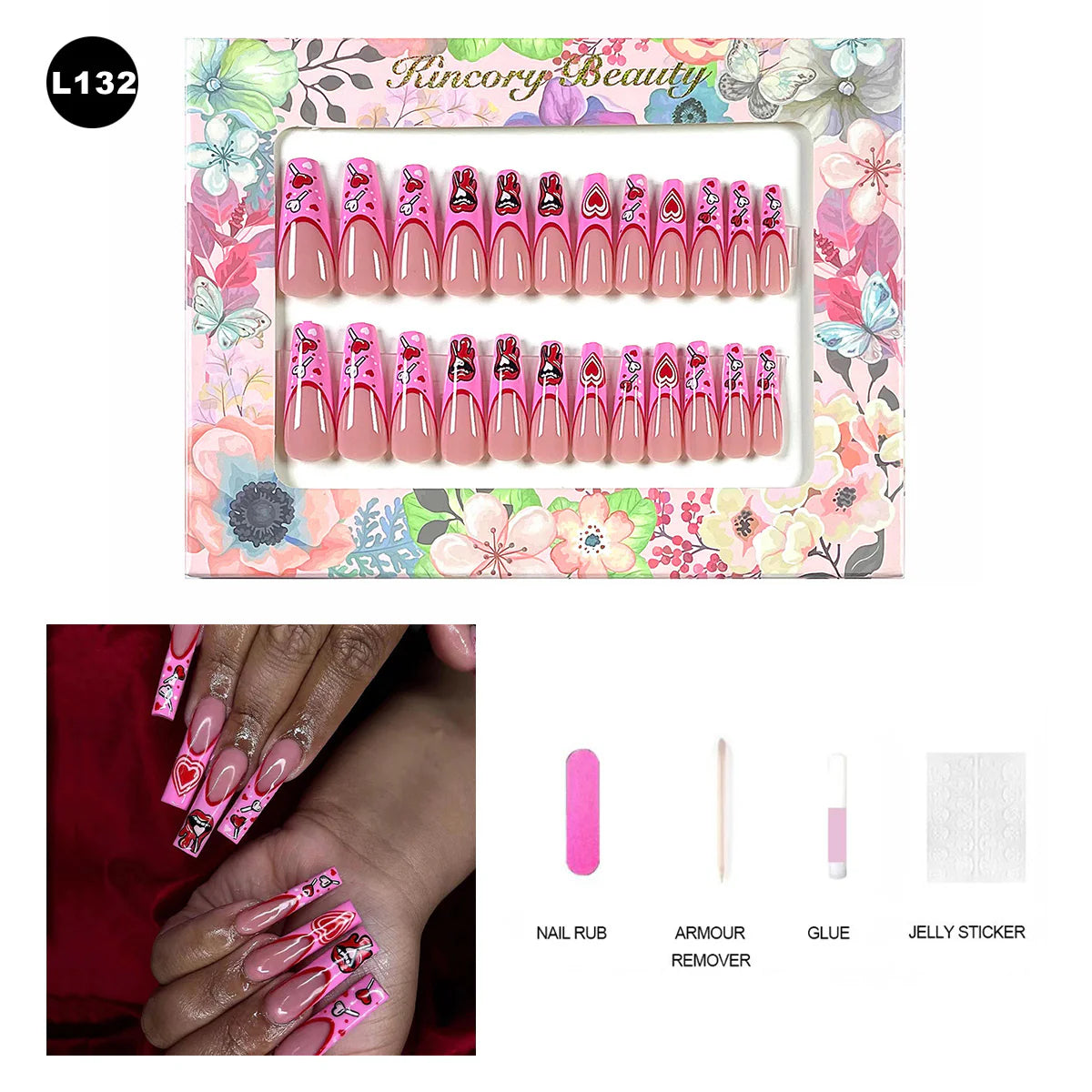 【BUY 3 Get 1 More Free】【 L101 - L150】 Machine Press on Nails 24Pcs False Nails