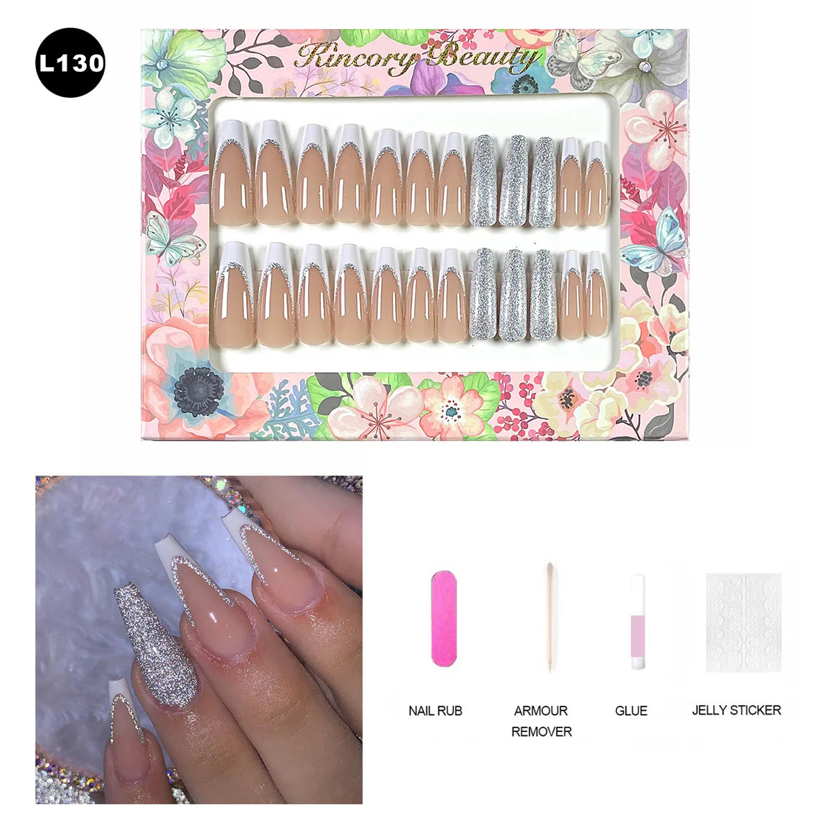 【BUY 3 Get 1 More Free】【 L101 - L150】 Machine Press on Nails 24Pcs False Nails