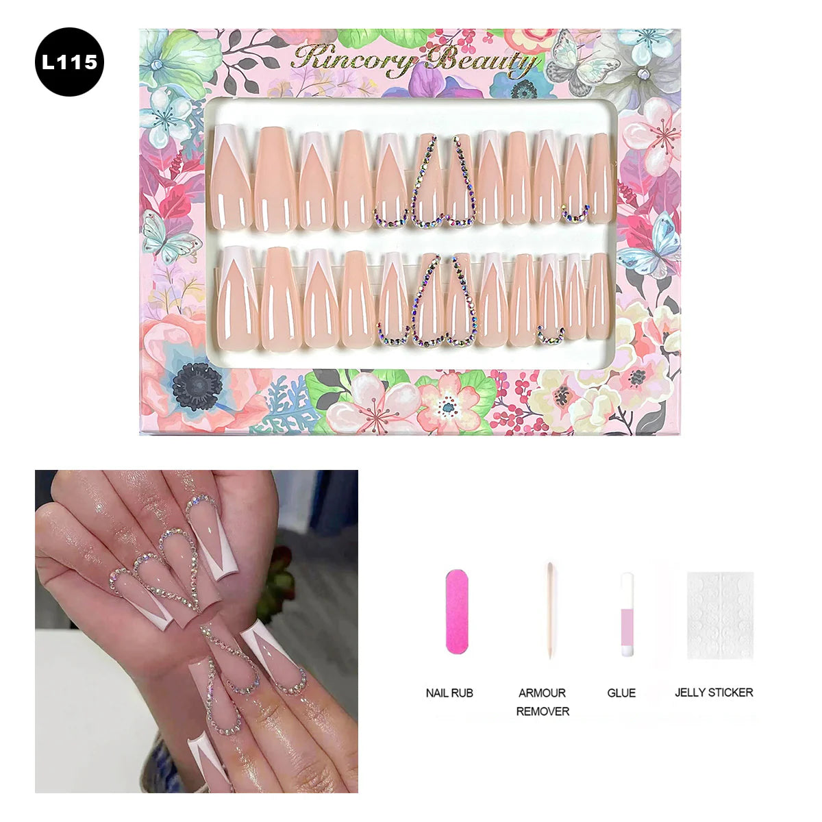 【BUY 3 Get 1 More Free】【 L101 - L150】 Machine Press on Nails 24Pcs False Nails