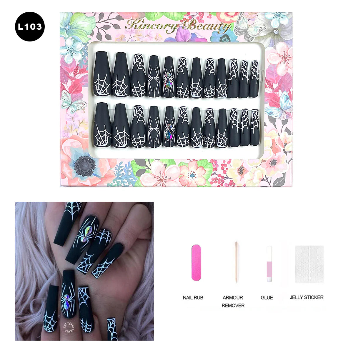 【BUY 3 Get 1 More Free】【 L101 - L150】 Machine Press on Nails 24Pcs False Nails