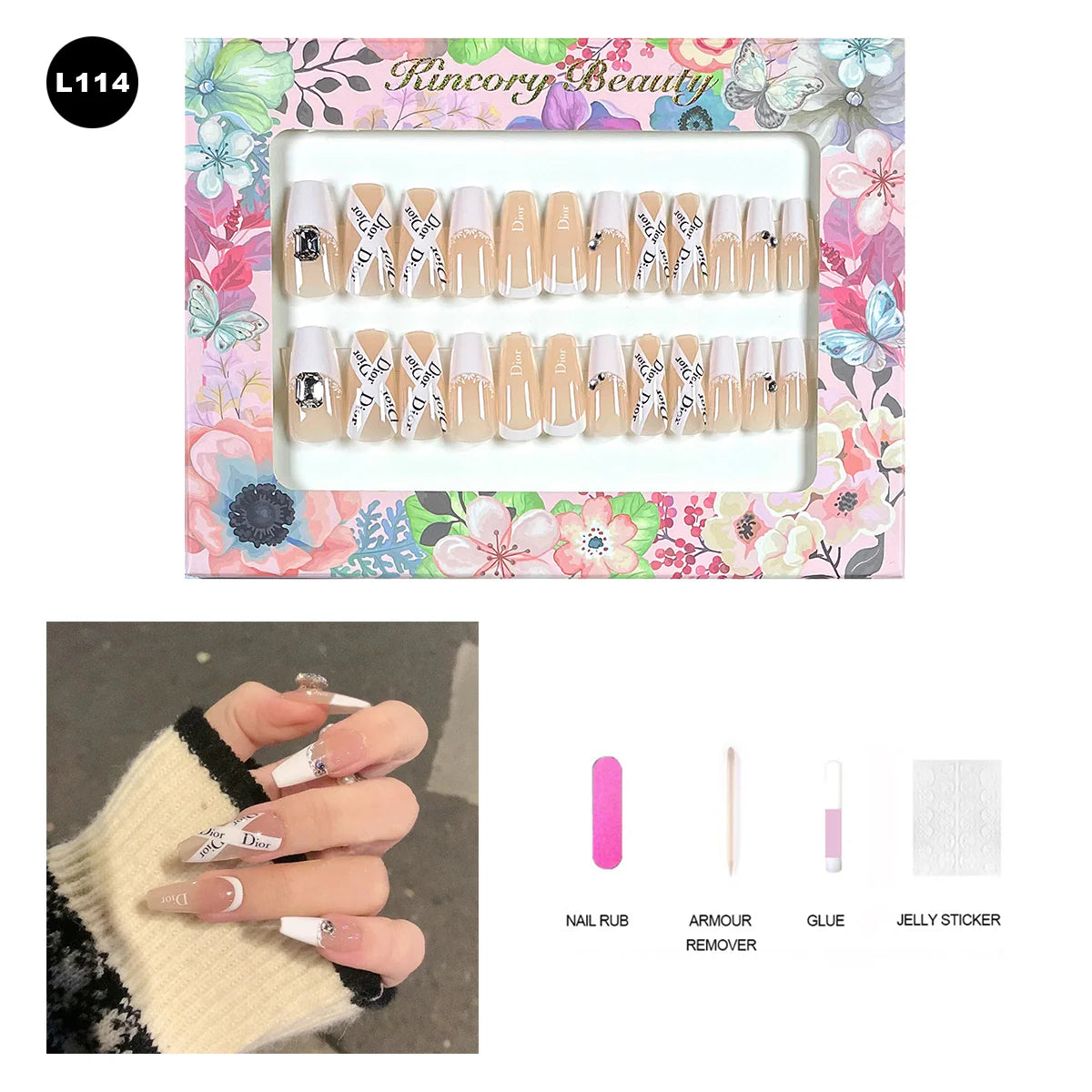 【BUY 3 Get 1 More Free】【 L101 - L150】 Machine Press on Nails 24Pcs False Nails