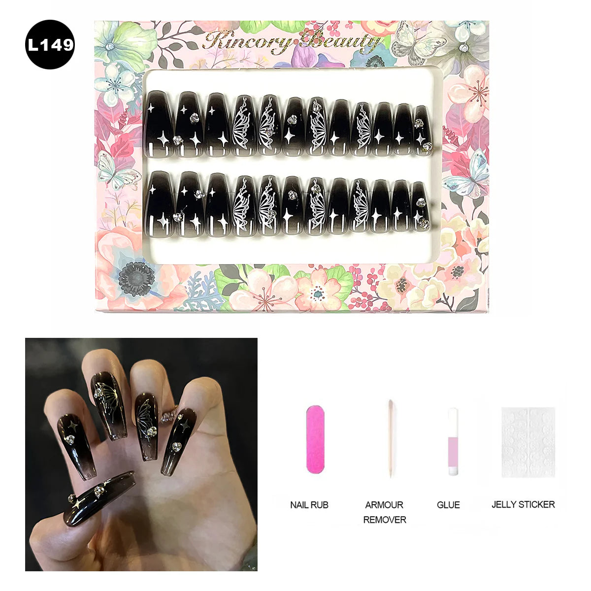 【BUY 3 Get 1 More Free】【 L101 - L150】 Machine Press on Nails 24Pcs False Nails