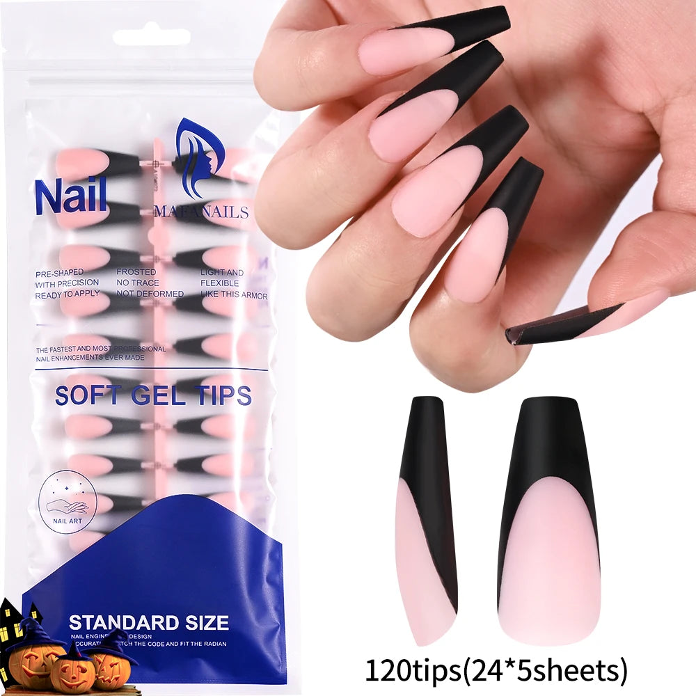 120pcs French White Pink Fake Nail Short Square Ballet Simple False Nails Press On Wearable Full Cover Acrylic Reusable Nail Tip