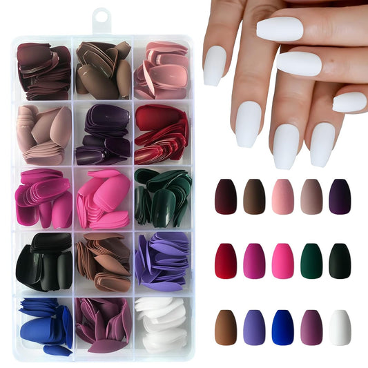 360Pc Matte Coffin Press on Nails Short Fake Nails Coffin Acrylic Nails Press Ons Nail Ballerina Artificial Fingernails Short Coffin False Nails Matte Presson Nails for Women Kids Girls