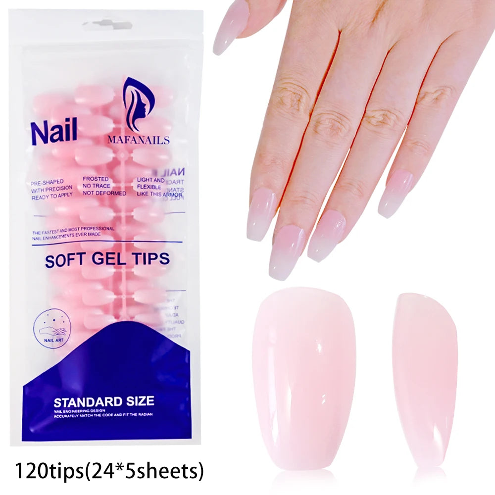 120pcs French White Pink Fake Nail Short Square Ballet Simple False Nails Press On Wearable Full Cover Acrylic Reusable Nail Tip