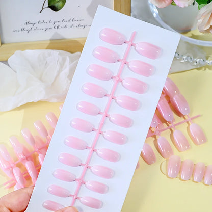 120pcs French White Pink Fake Nail Short Square Ballet Simple False Nails Press On Wearable Full Cover Acrylic Reusable Nail Tip