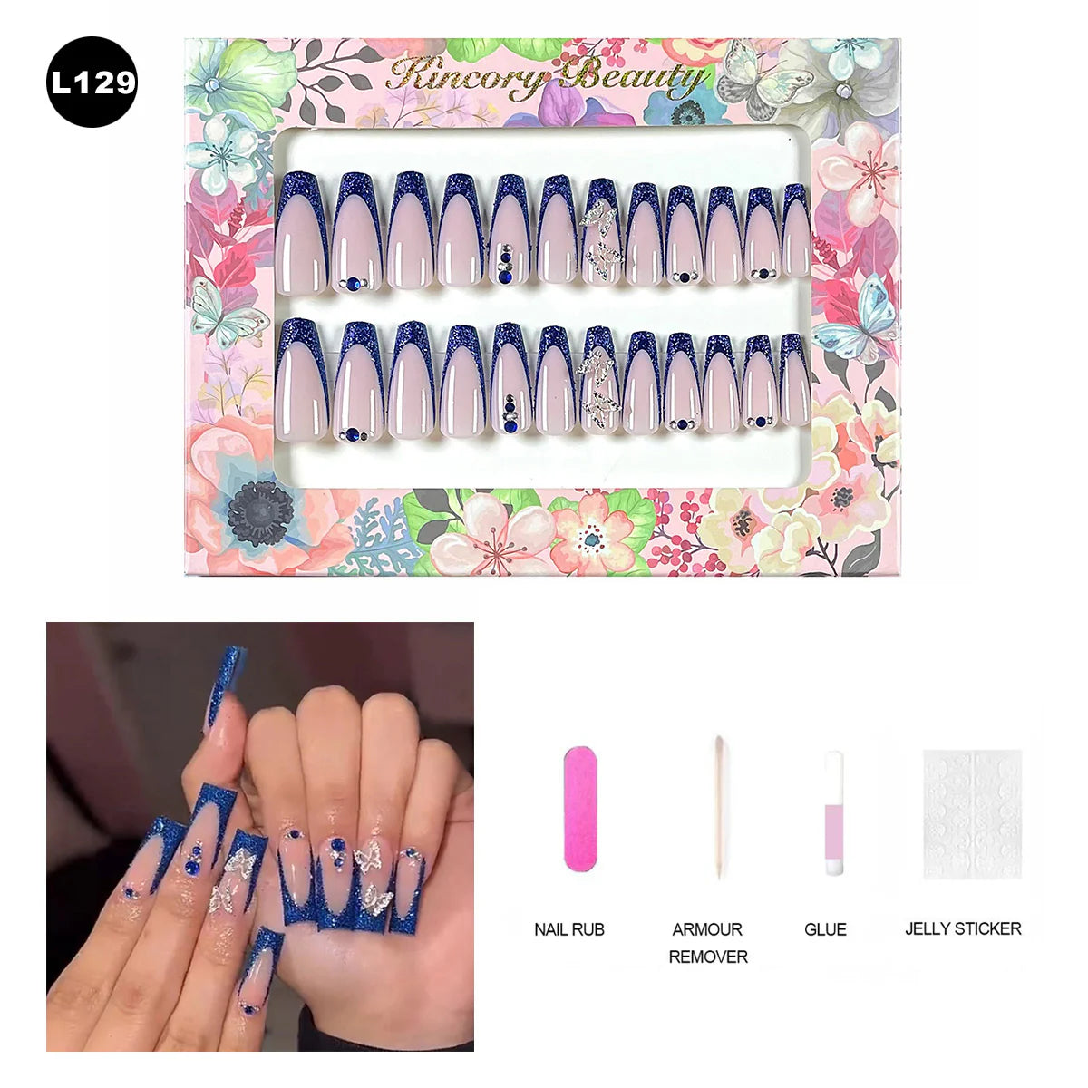 【BUY 3 Get 1 More Free】【 L101 - L150】 Machine Press on Nails 24Pcs False Nails